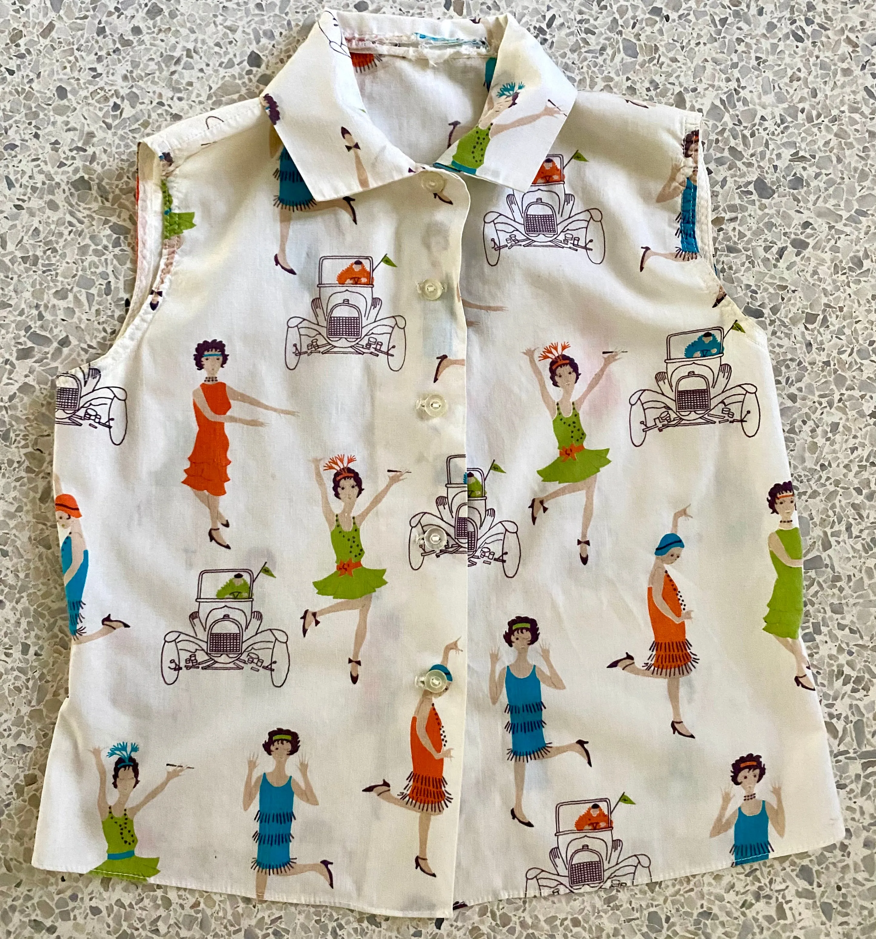 1950s Button Front Sleeveless Blouse