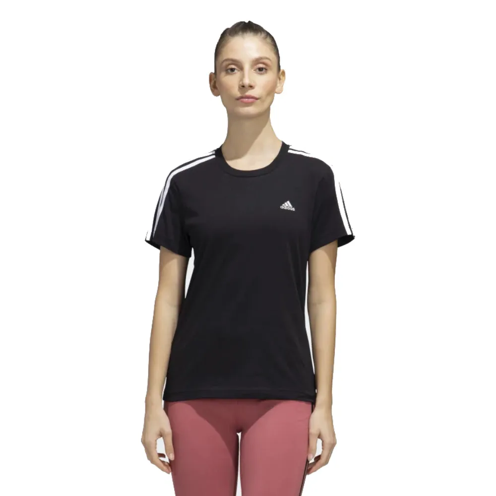 Adidas Women's Slim Essentials 3 Stripes Tee (Black/White)