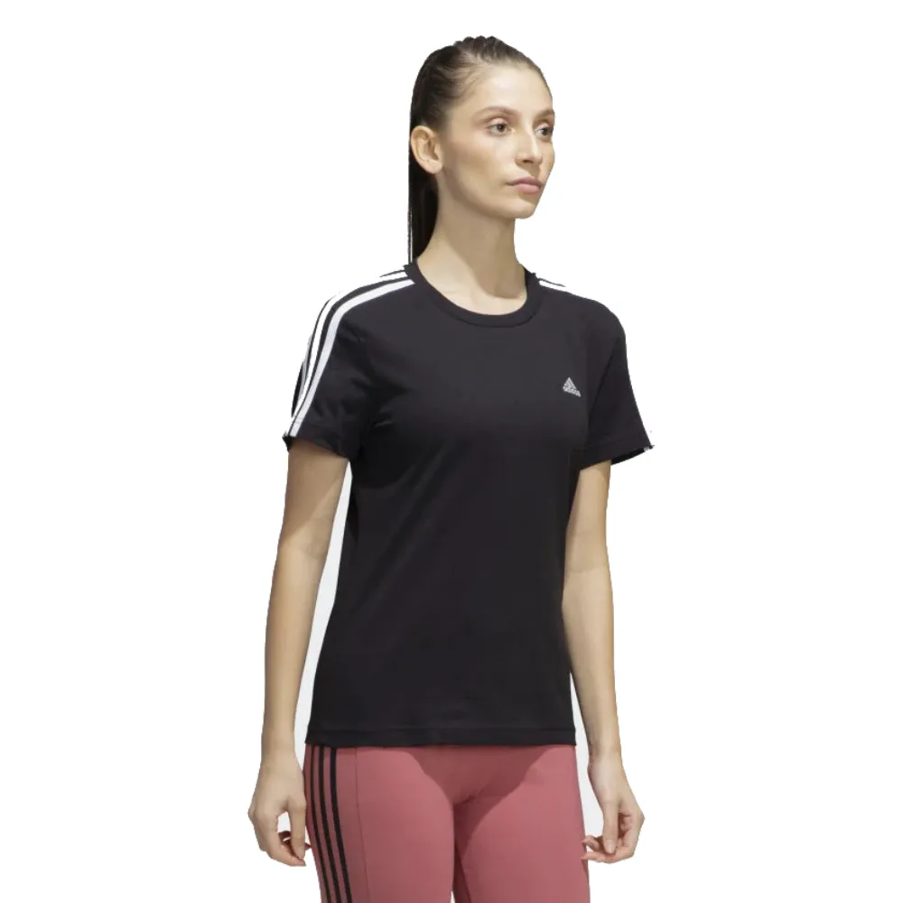 Adidas Women's Slim Essentials 3 Stripes Tee (Black/White)