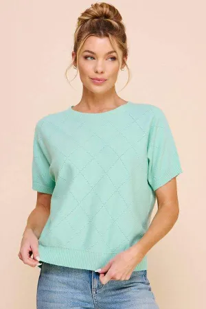 Allie - Super soft diamond short sleeve top Mint