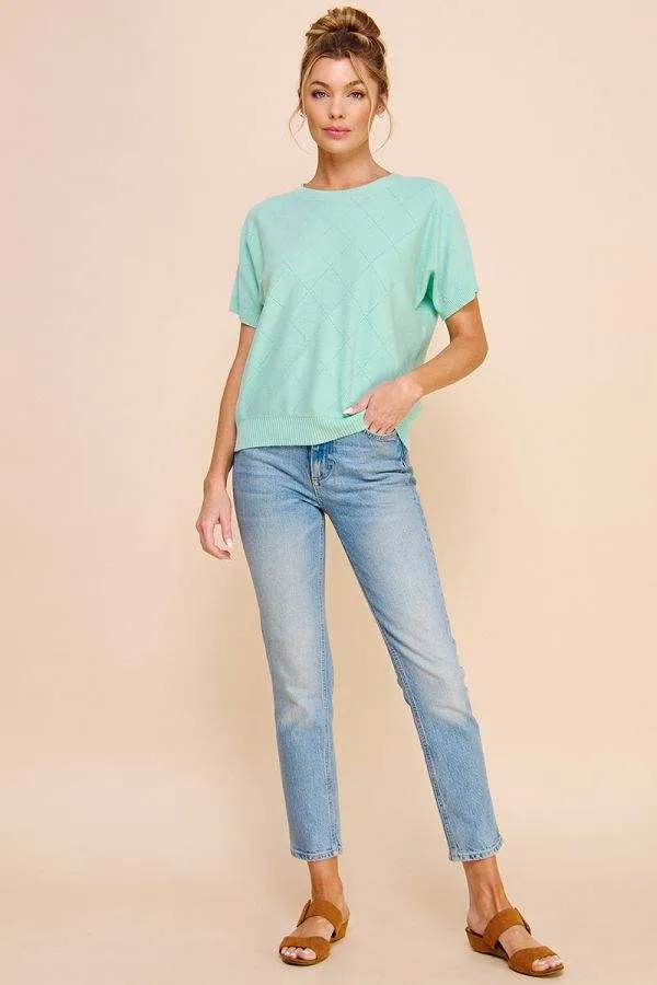 Allie - Super soft diamond short sleeve top Mint