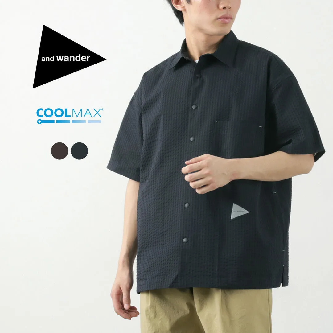 AND WANDER / Dry Soft Seersucker Short Sleeve Shirt