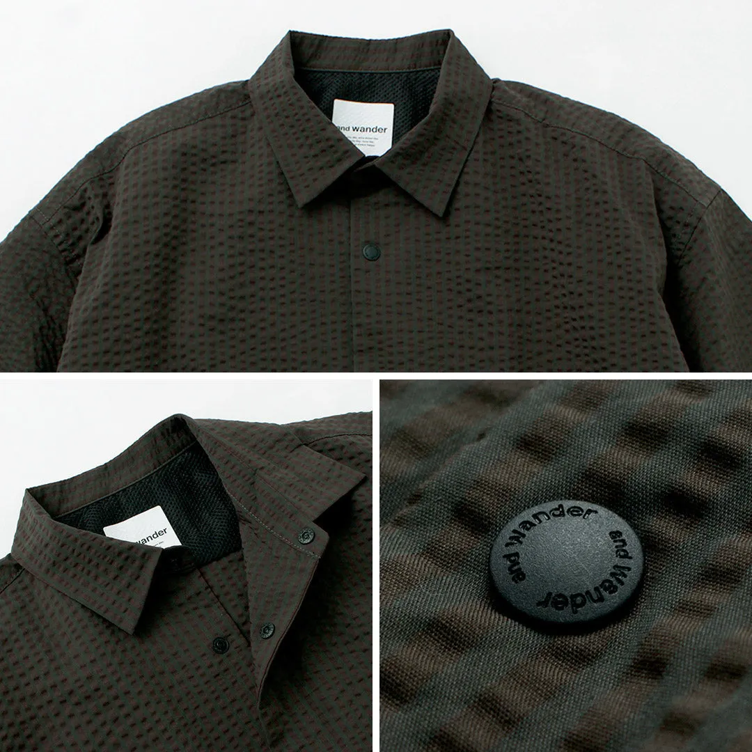 AND WANDER / Dry Soft Seersucker Short Sleeve Shirt