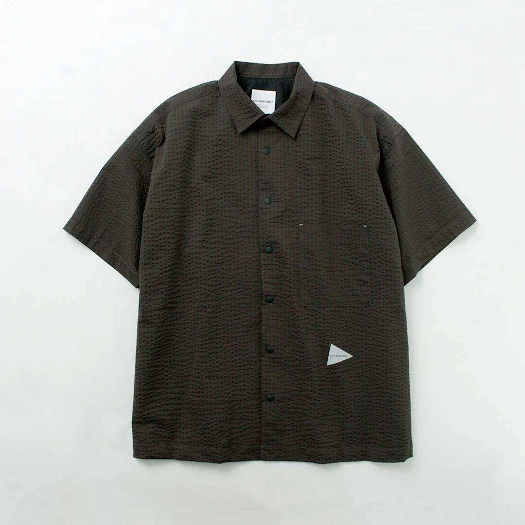 AND WANDER / Dry Soft Seersucker Short Sleeve Shirt