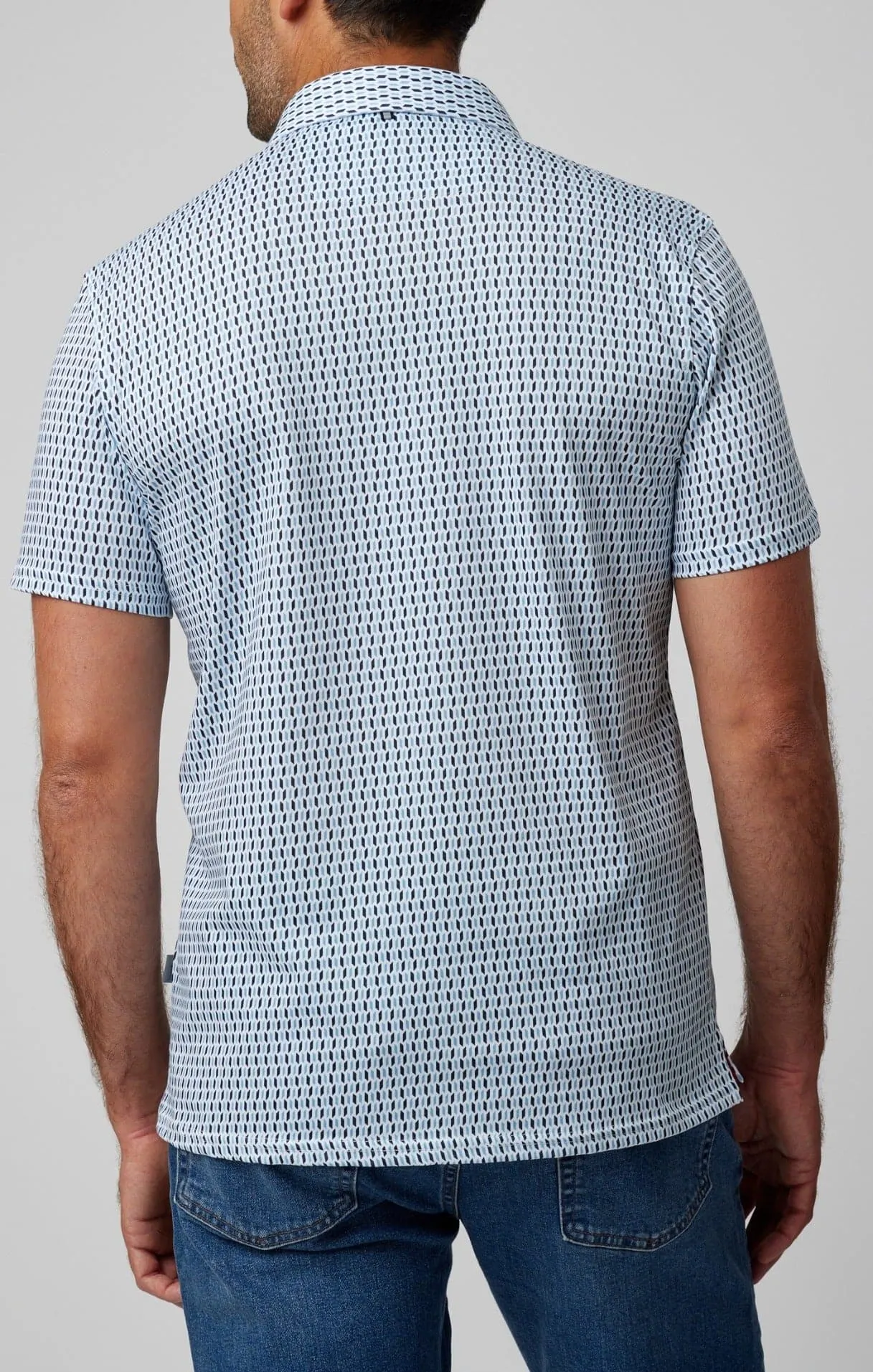 Aqua Hash Mark Short Sleeve Polo