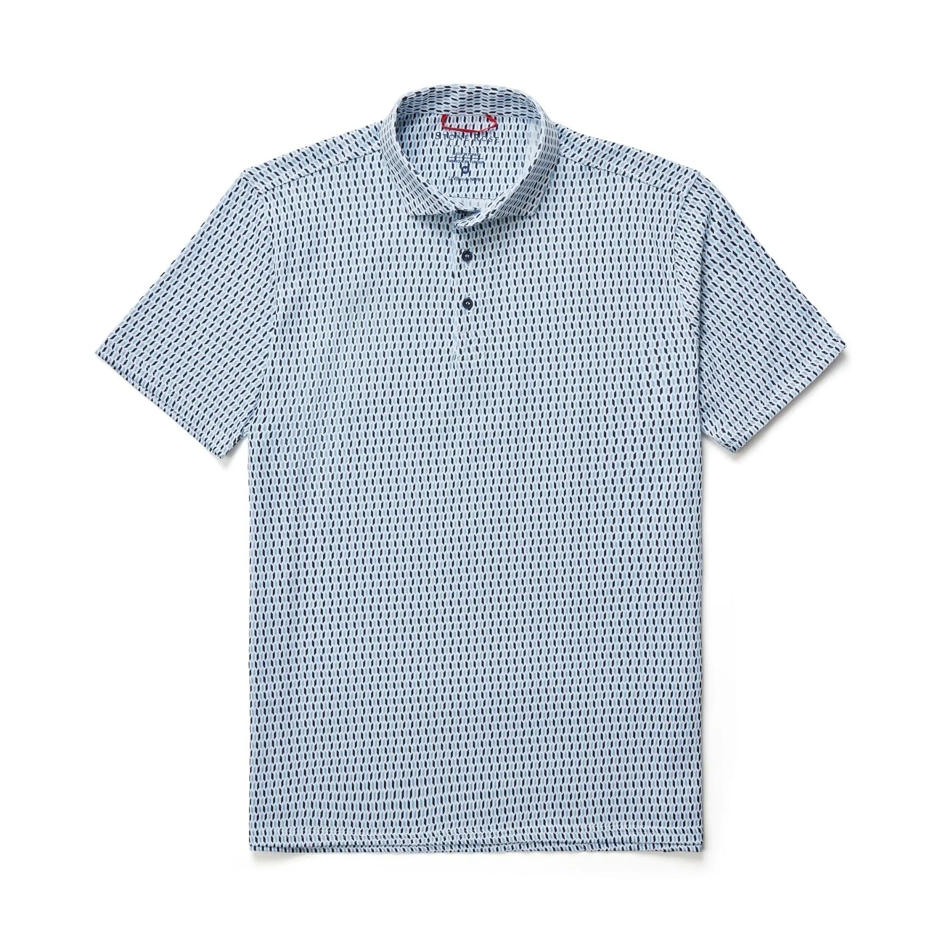 Aqua Hash Mark Short Sleeve Polo