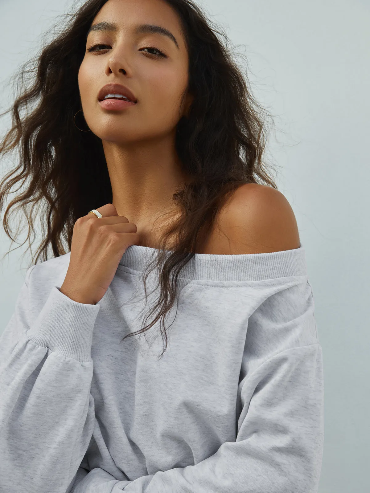 Asymmetric Off Graceful Shoulder Sweatshirt