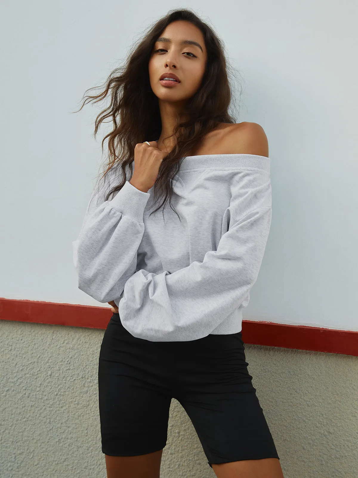 Asymmetric Off Graceful Shoulder Sweatshirt