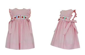 BACK TO SCHOOL GIRL´S- Pink gingham sleeveless dress w/ side bows