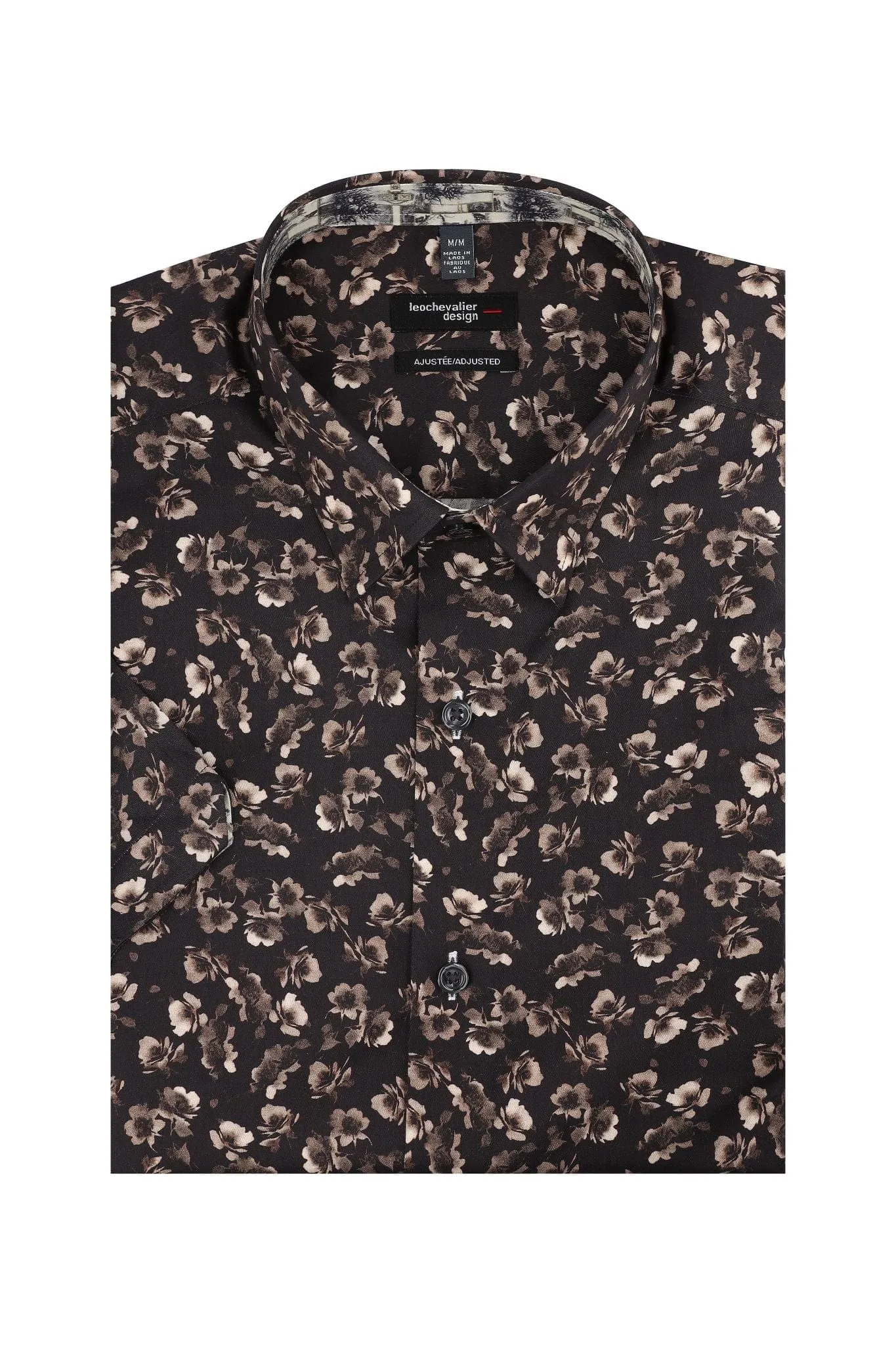 Black Floral Print Short Sleeve Shirt