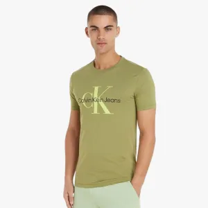 Calvin Klein Mens Seasonal Monologo Short Sleeve Tee Olive