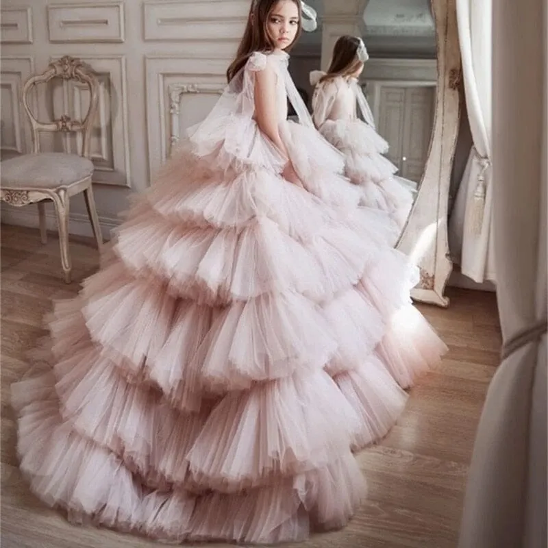 Charming Ruffled Princess Flower Dress