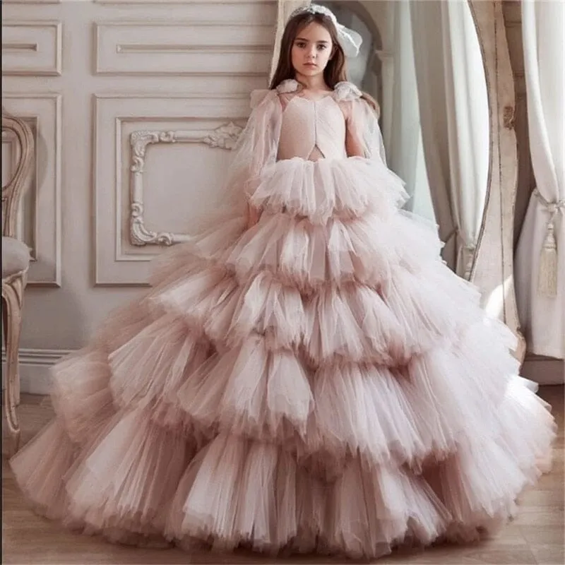 Charming Ruffled Princess Flower Dress