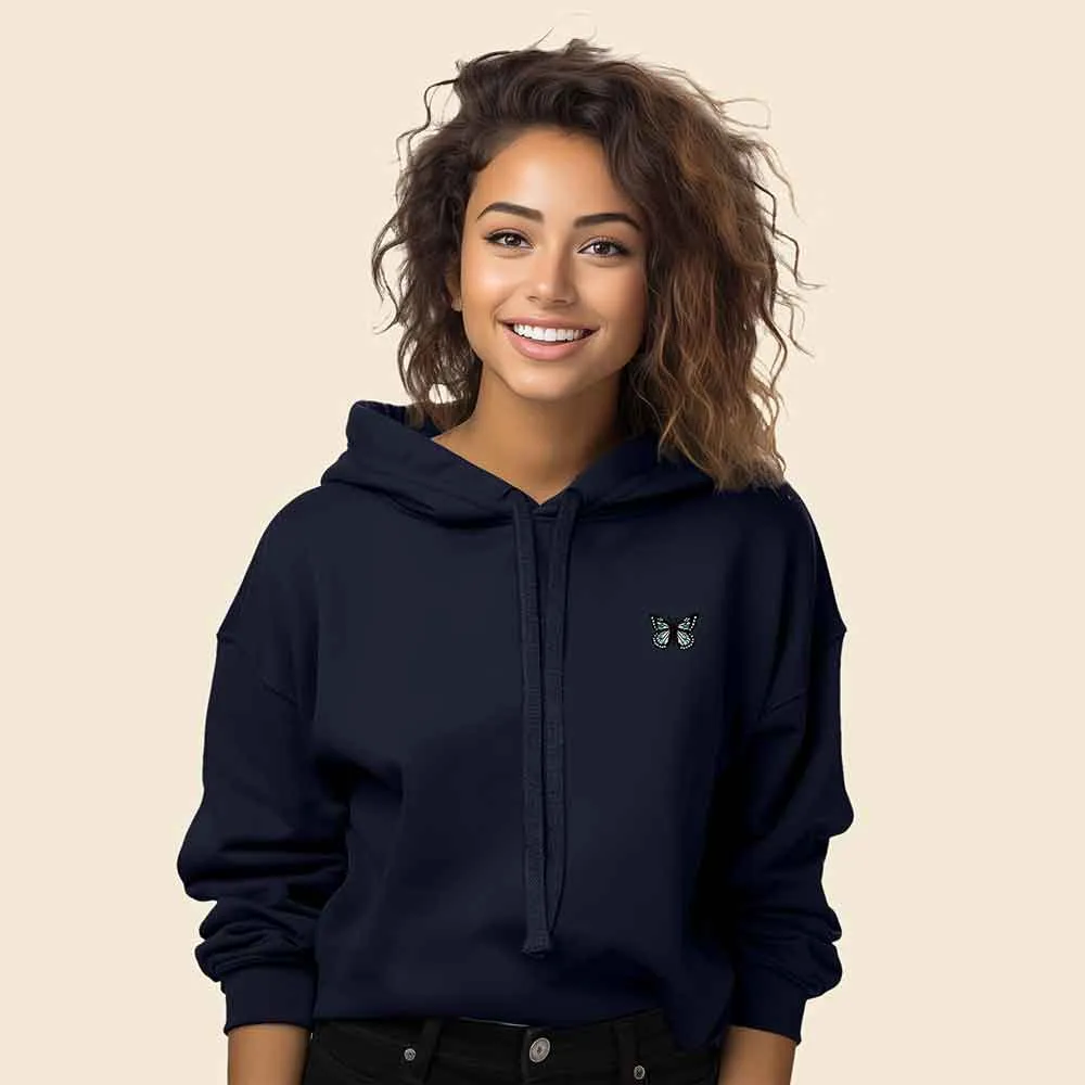 Dalix Butterfly Cropped Zip Hoodie