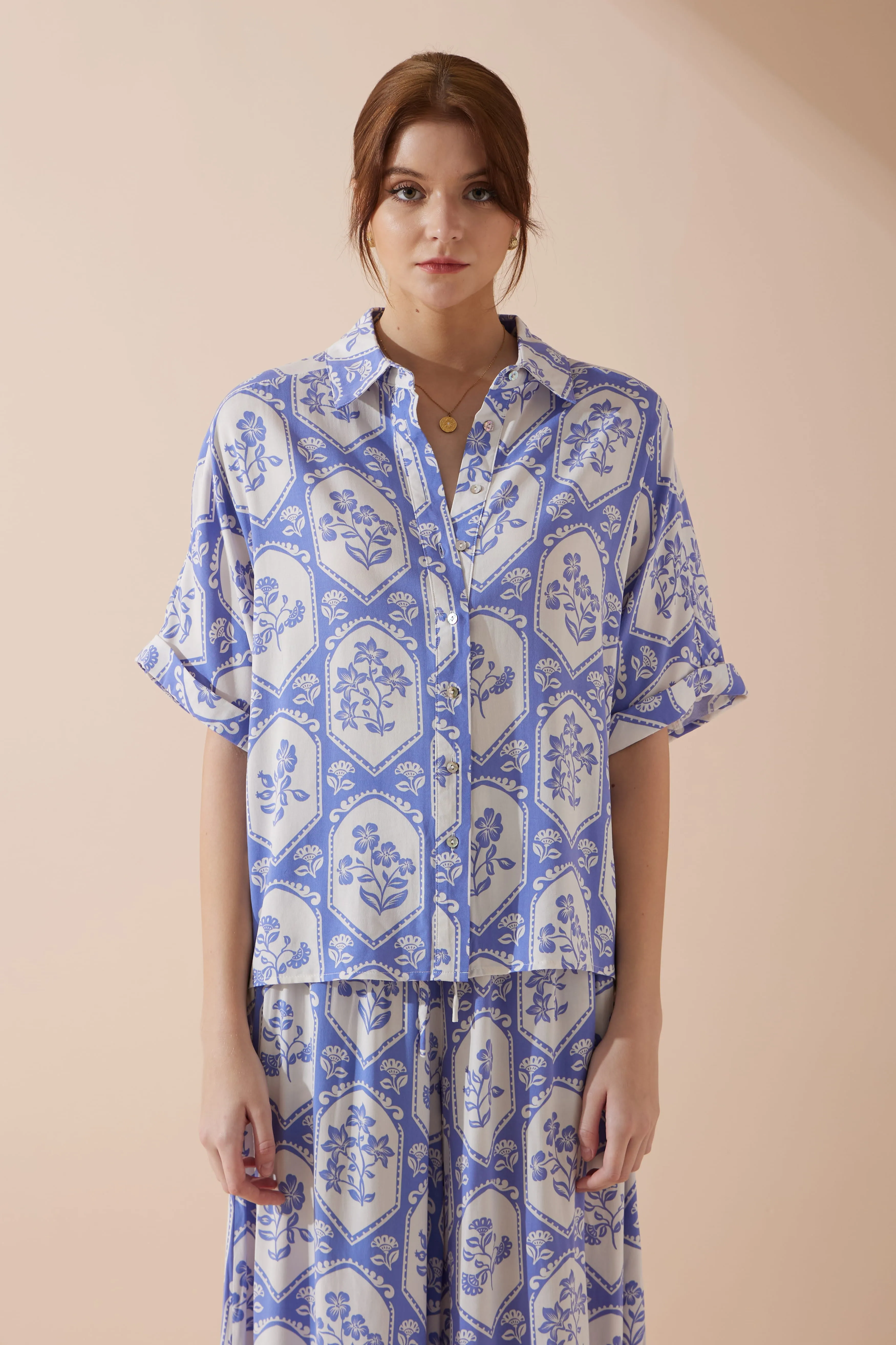 Delilah Blue Floral Shirt