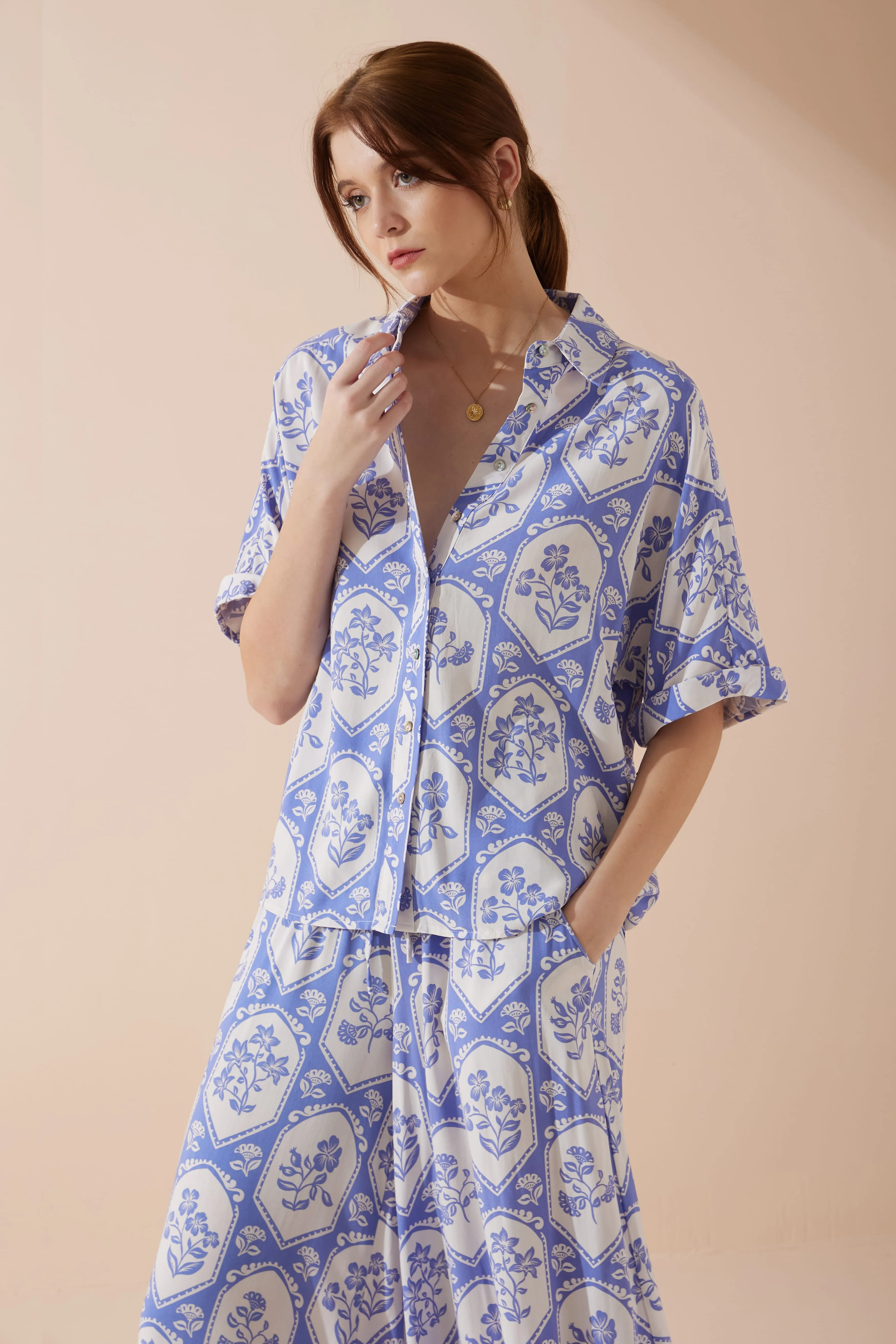 Delilah Blue Floral Shirt