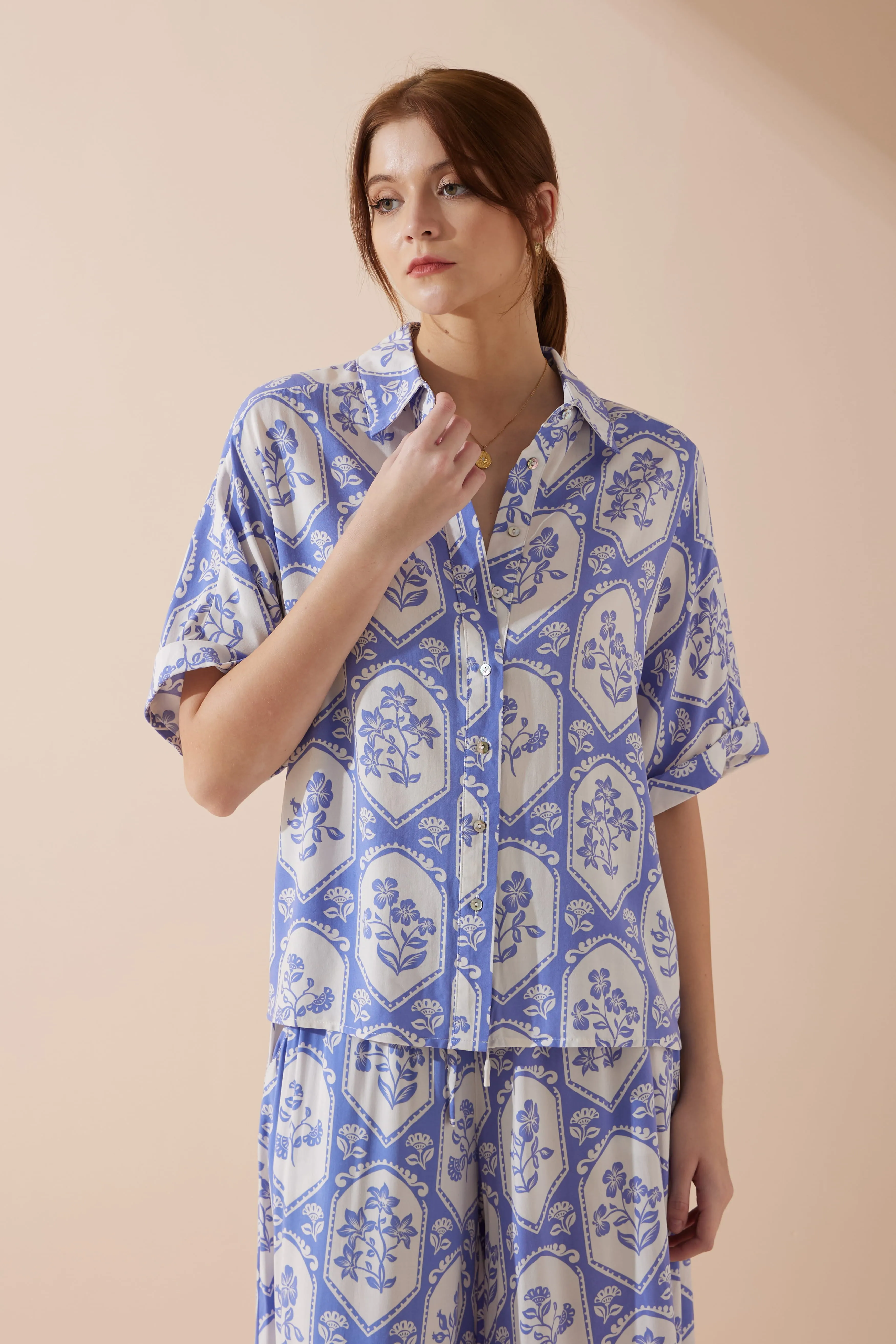 Delilah Blue Floral Shirt