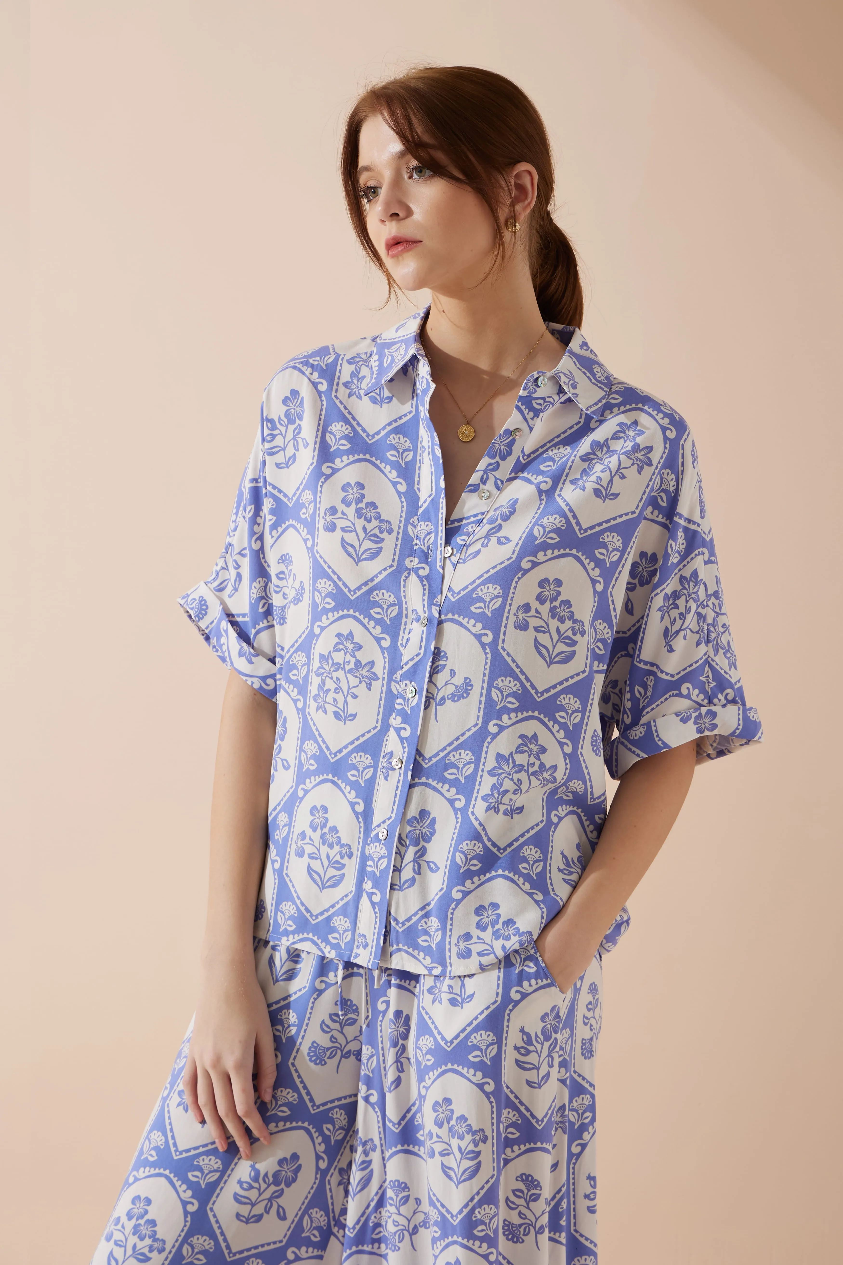 Delilah Blue Floral Shirt