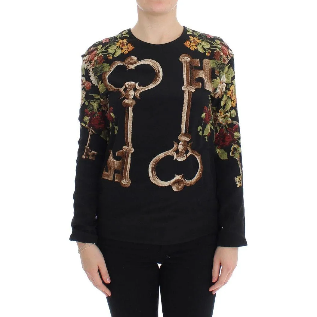 Dolce & Gabbana Elegant Medieval Print Silk Blouse