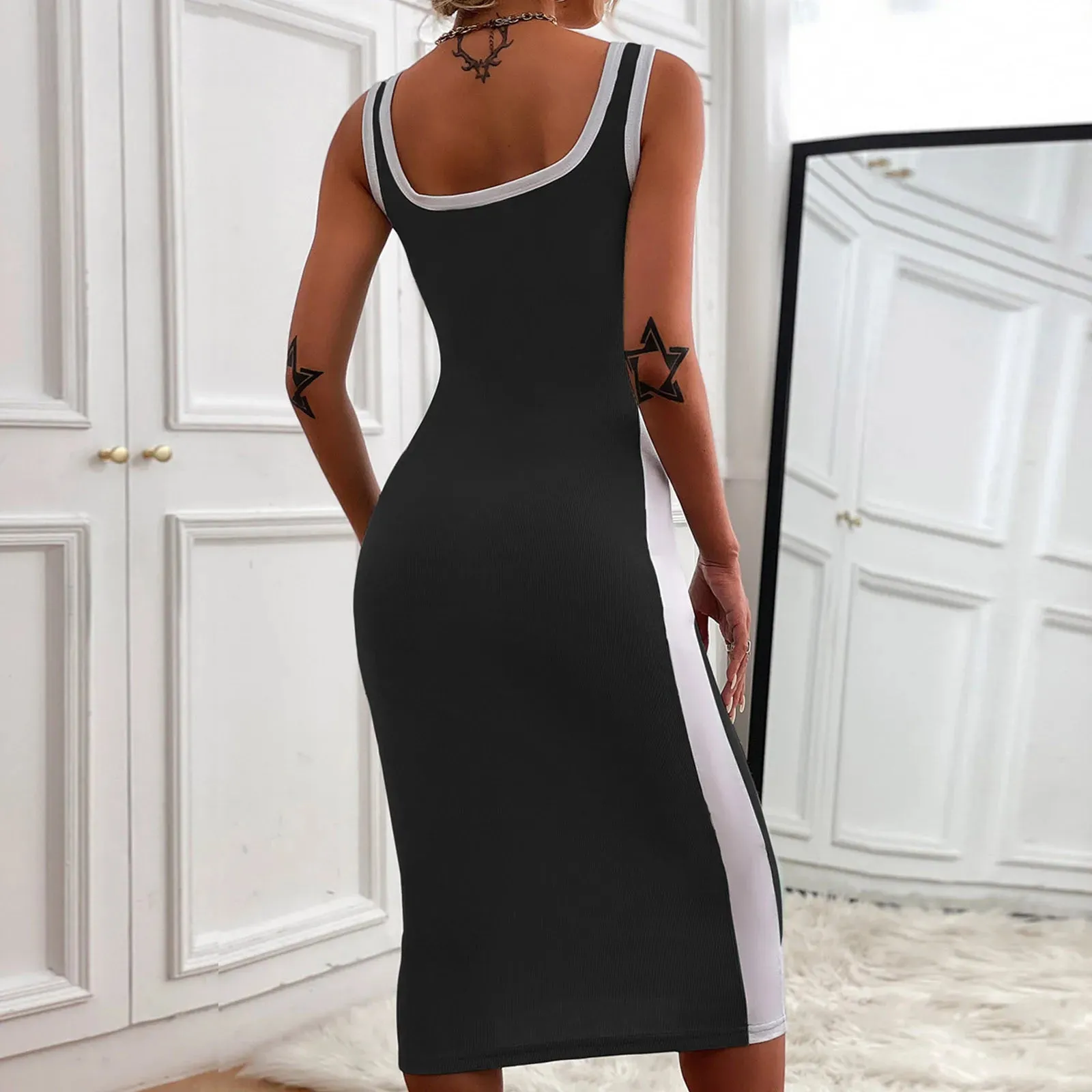 DressBetty - 2024 Elegant Vintage Sleeveless Bodycon Black Midi Dress