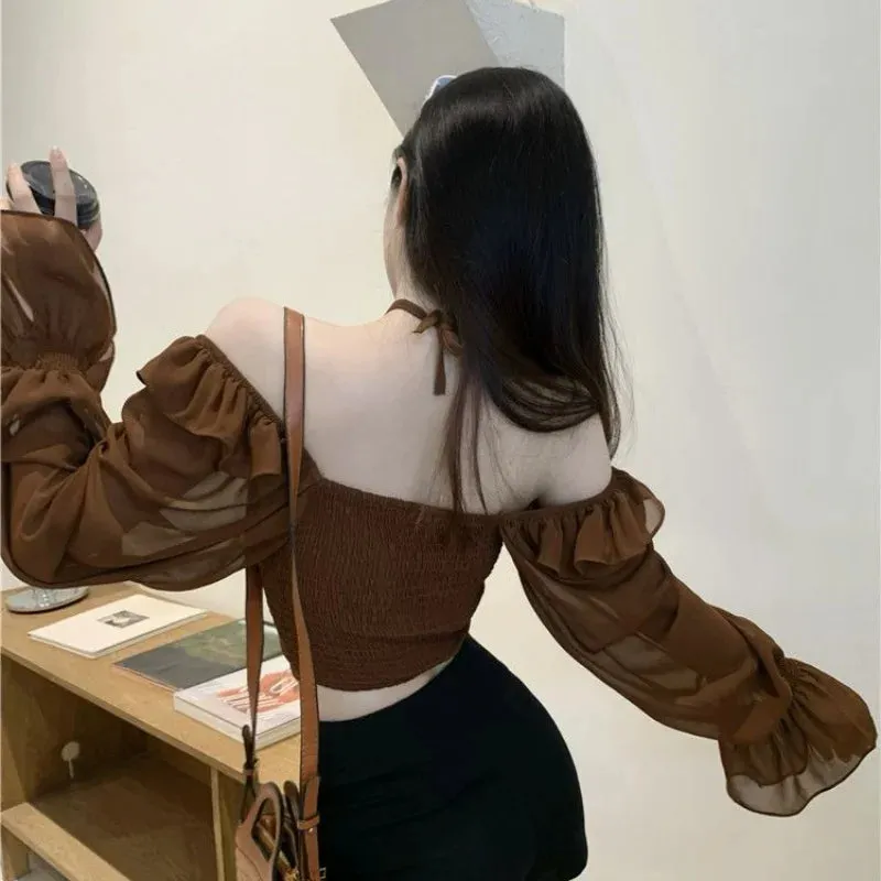 Elegant French Sexy Slim Ruffle Blouse for Women