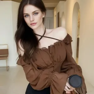 Elegant French Sexy Slim Ruffle Blouse for Women