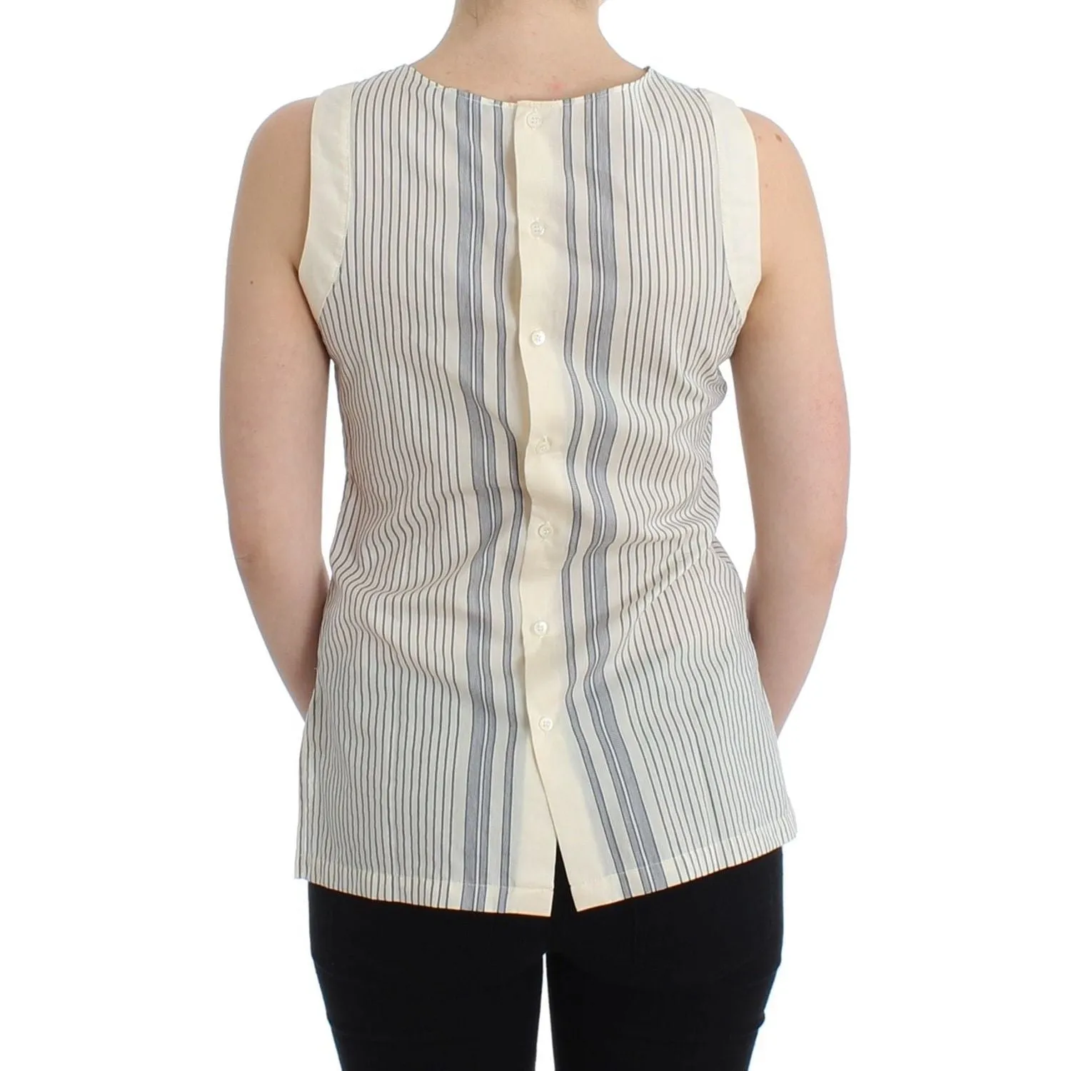 Ermanno Scervino Chic Striped Cotton-Silk Bow Top