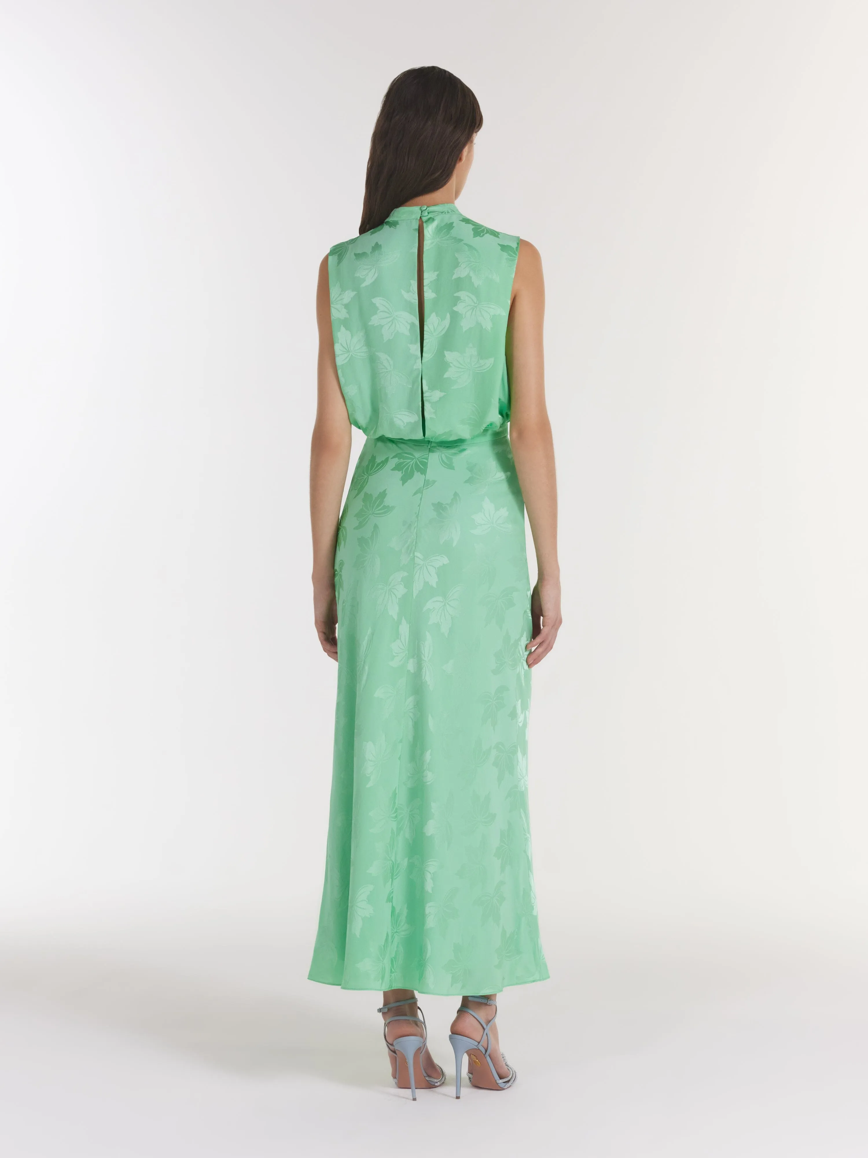 Fleur F Silk Dress in Mist Green