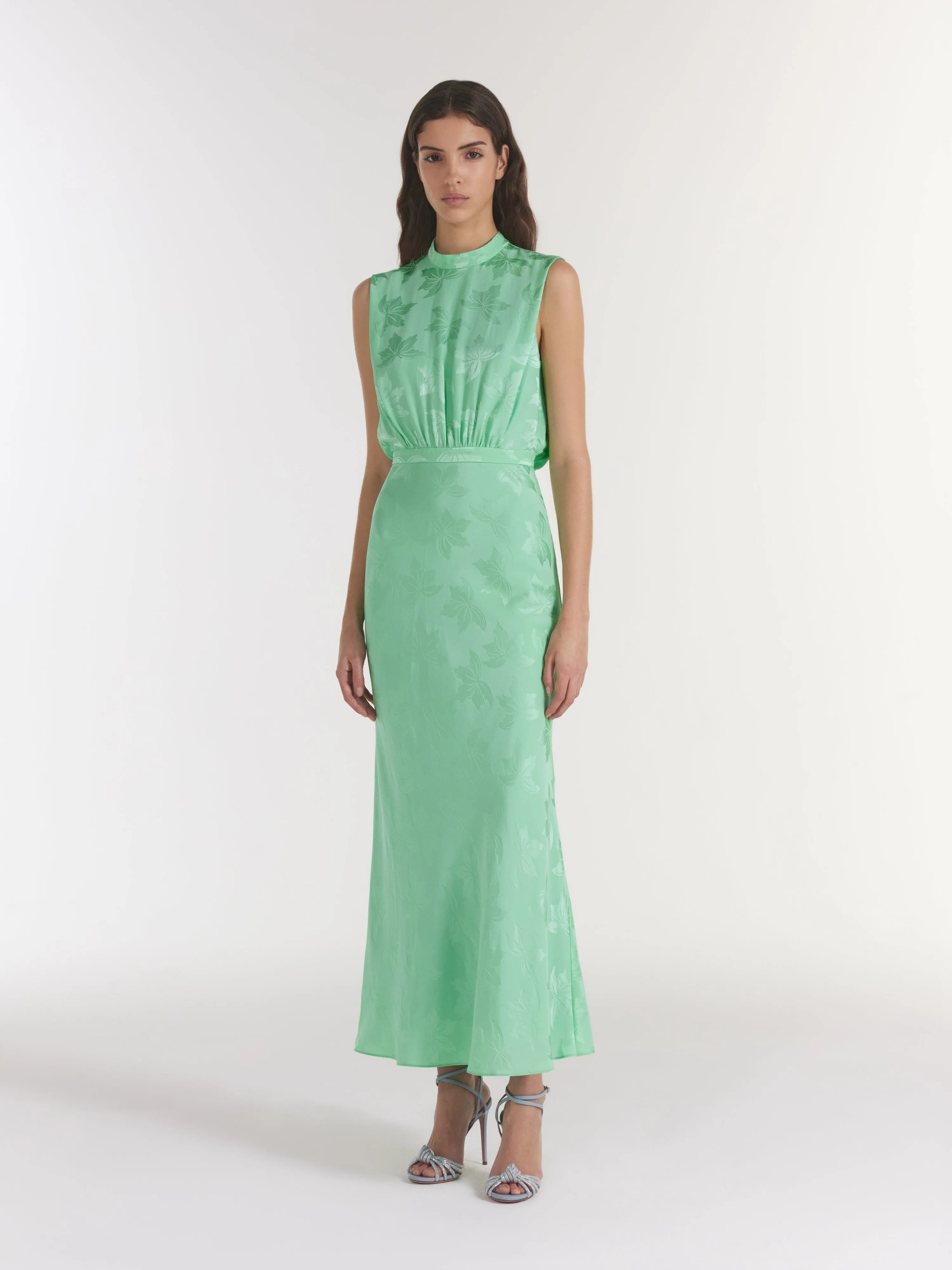 Fleur F Silk Dress in Mist Green