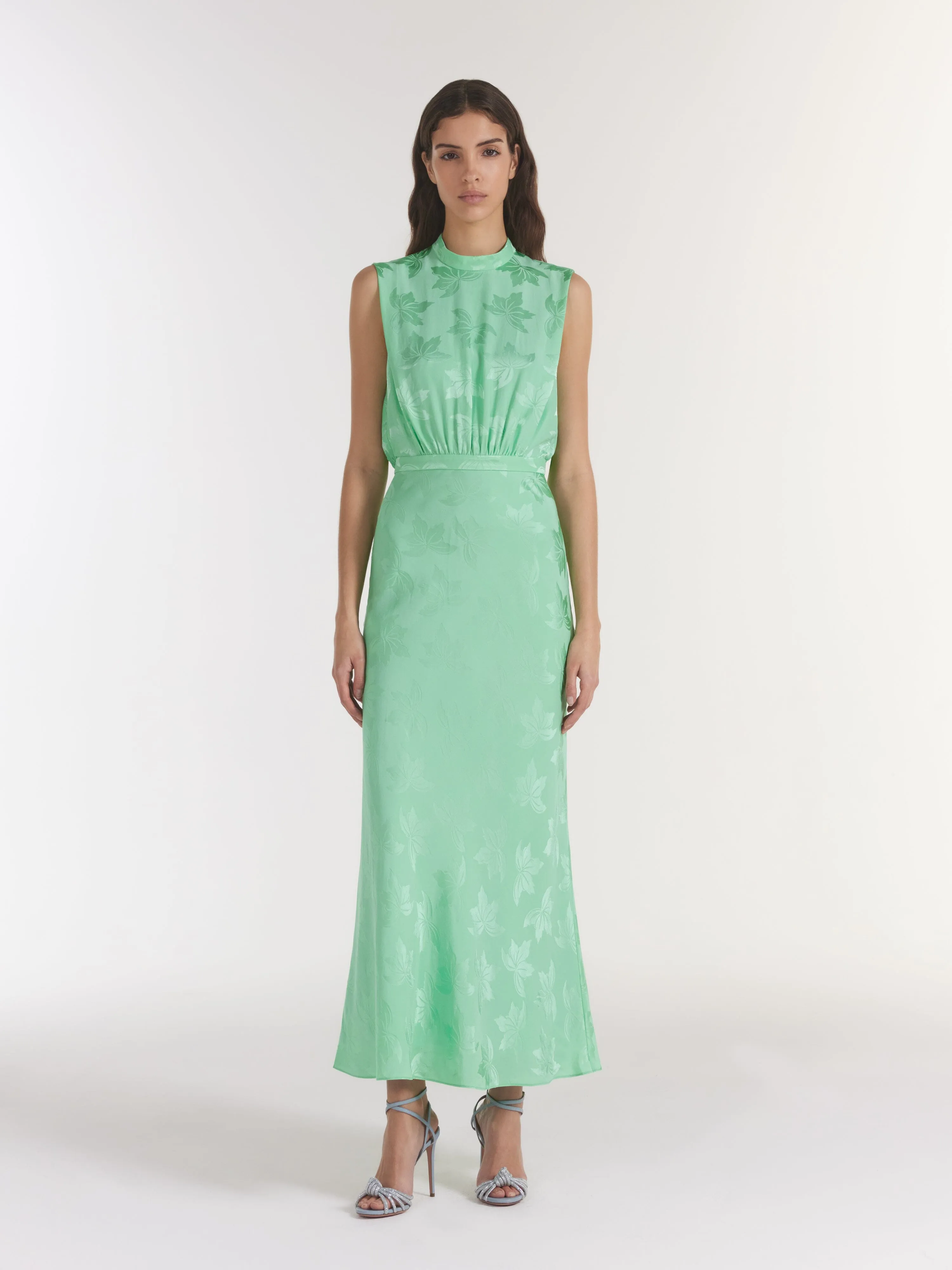 Fleur F Silk Dress in Mist Green