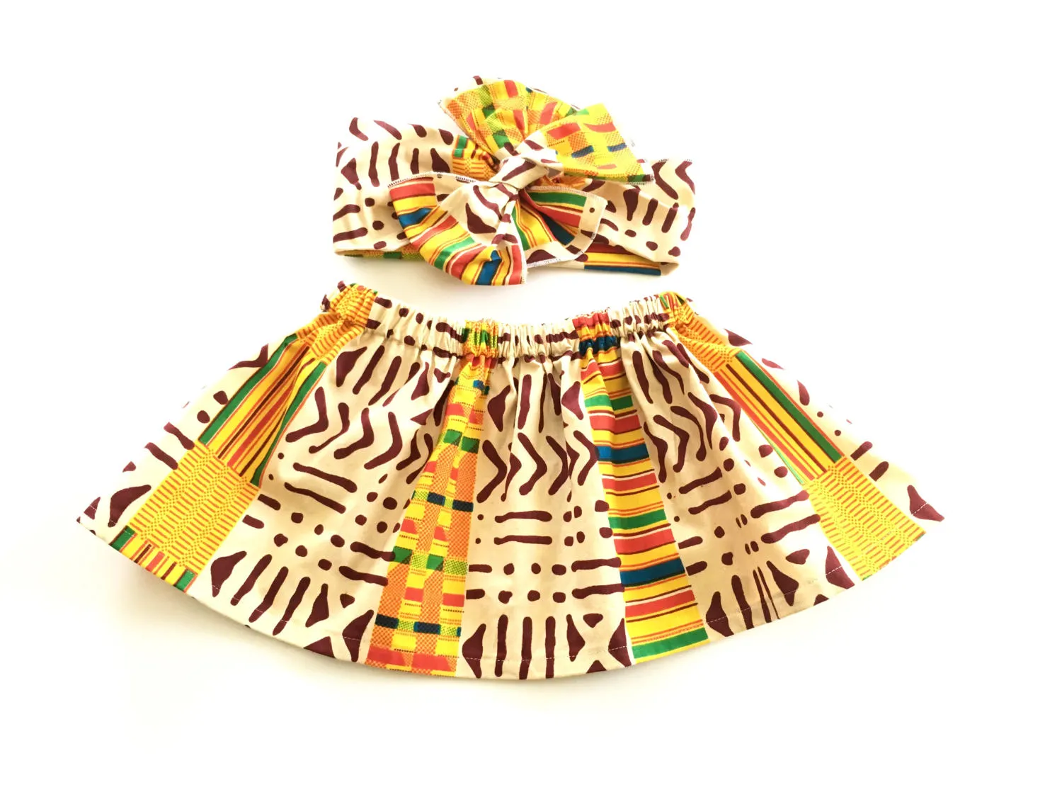 Girls Rainbow African Ankara Skirt