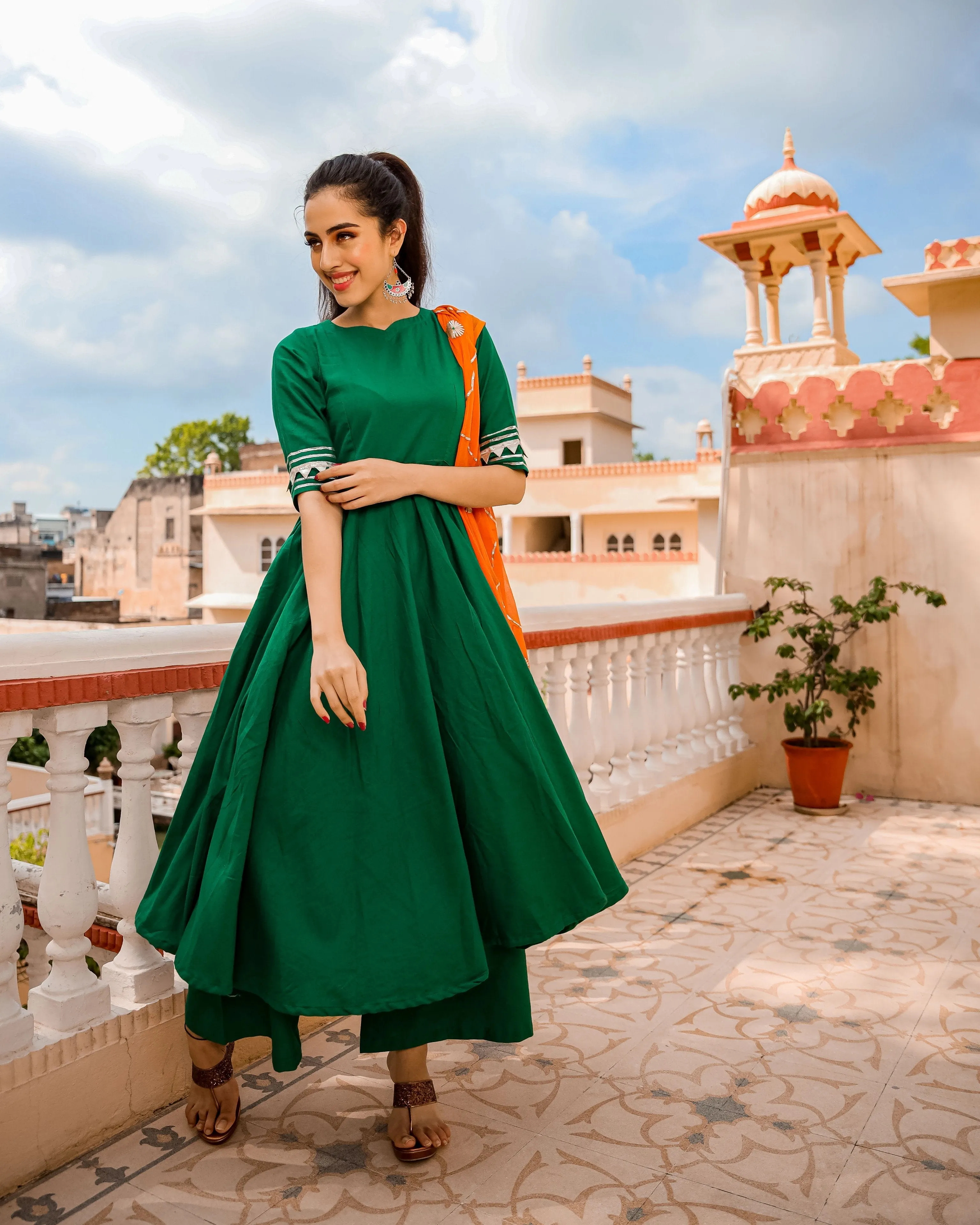 Graceful Green Gotapatti Suit Set | Rescue