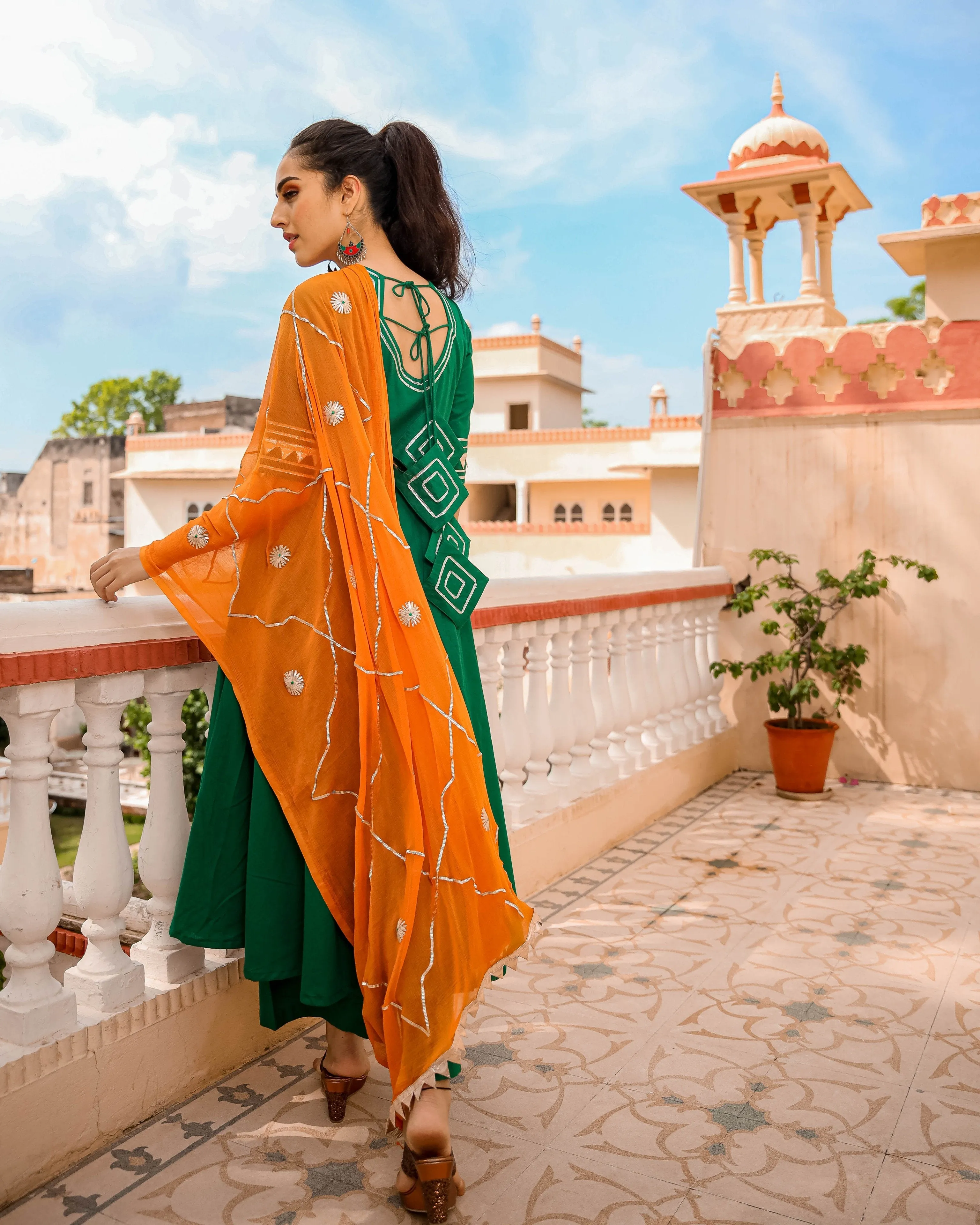 Graceful Green Gotapatti Suit Set | Rescue