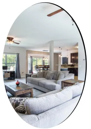 Graceful Homes Self-Adhesive Plastic Mirror Flexible Oval mirror sticker | Non-Glass large Stickers for Home| Frameless | Wall Sticker mirrors |move Lamination before use, unframed, silver