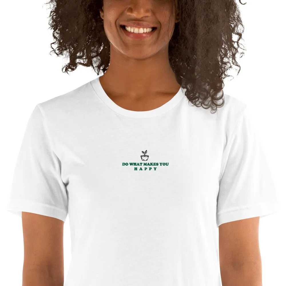 Happy | Embroidered Short-Sleeve Unisex T-Shirt | Animal Crossing