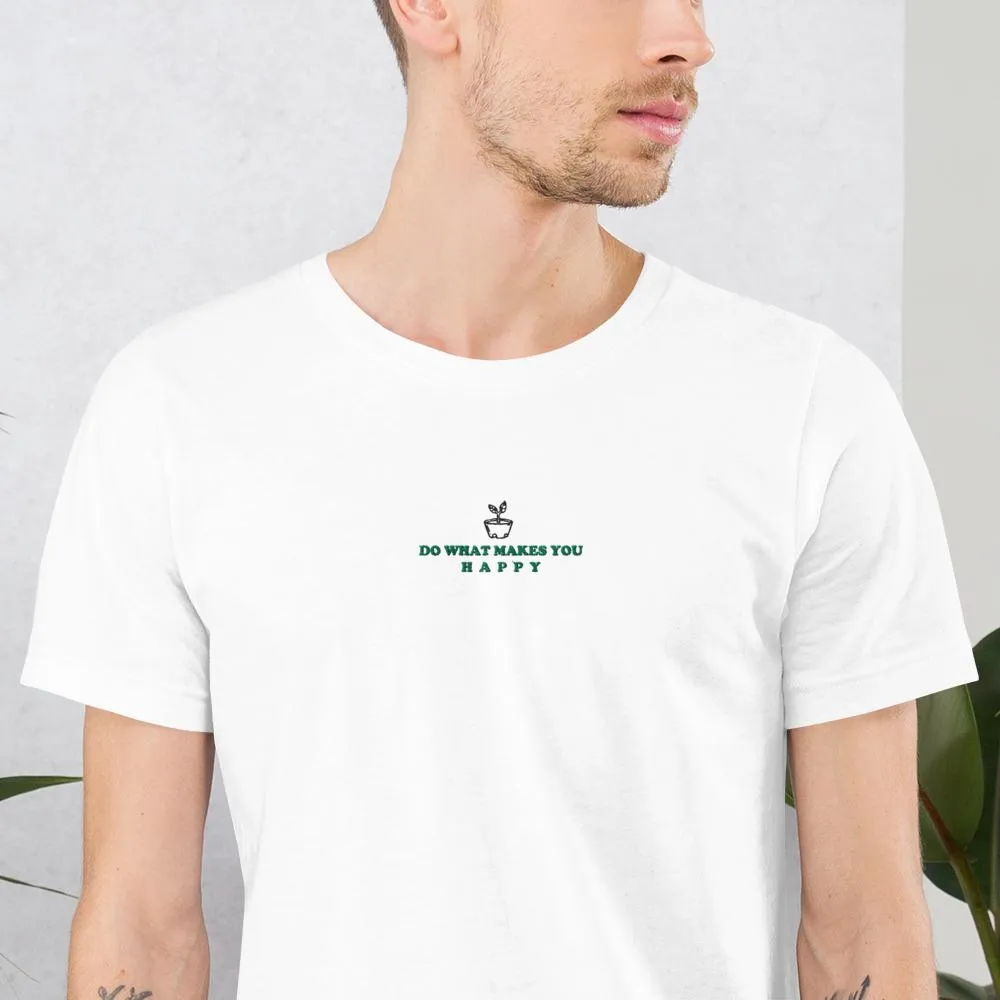 Happy | Embroidered Short-Sleeve Unisex T-Shirt | Animal Crossing