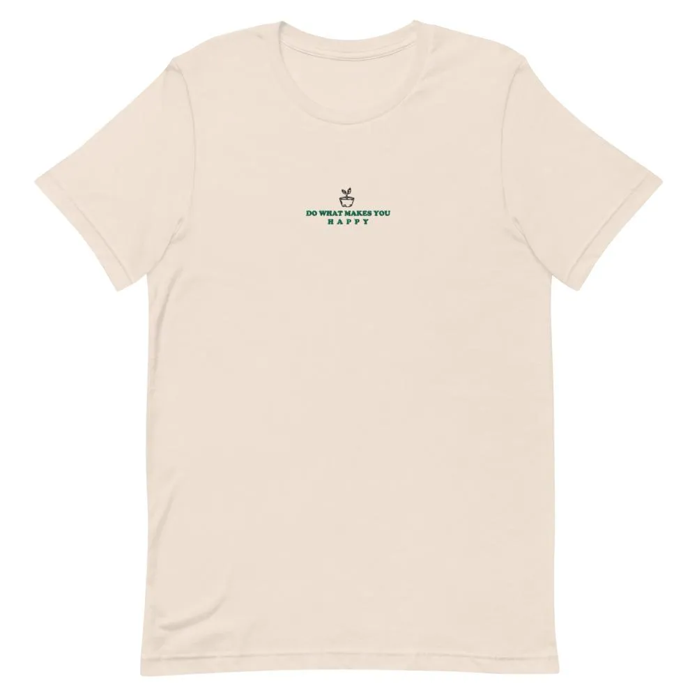 Happy | Embroidered Short-Sleeve Unisex T-Shirt | Animal Crossing