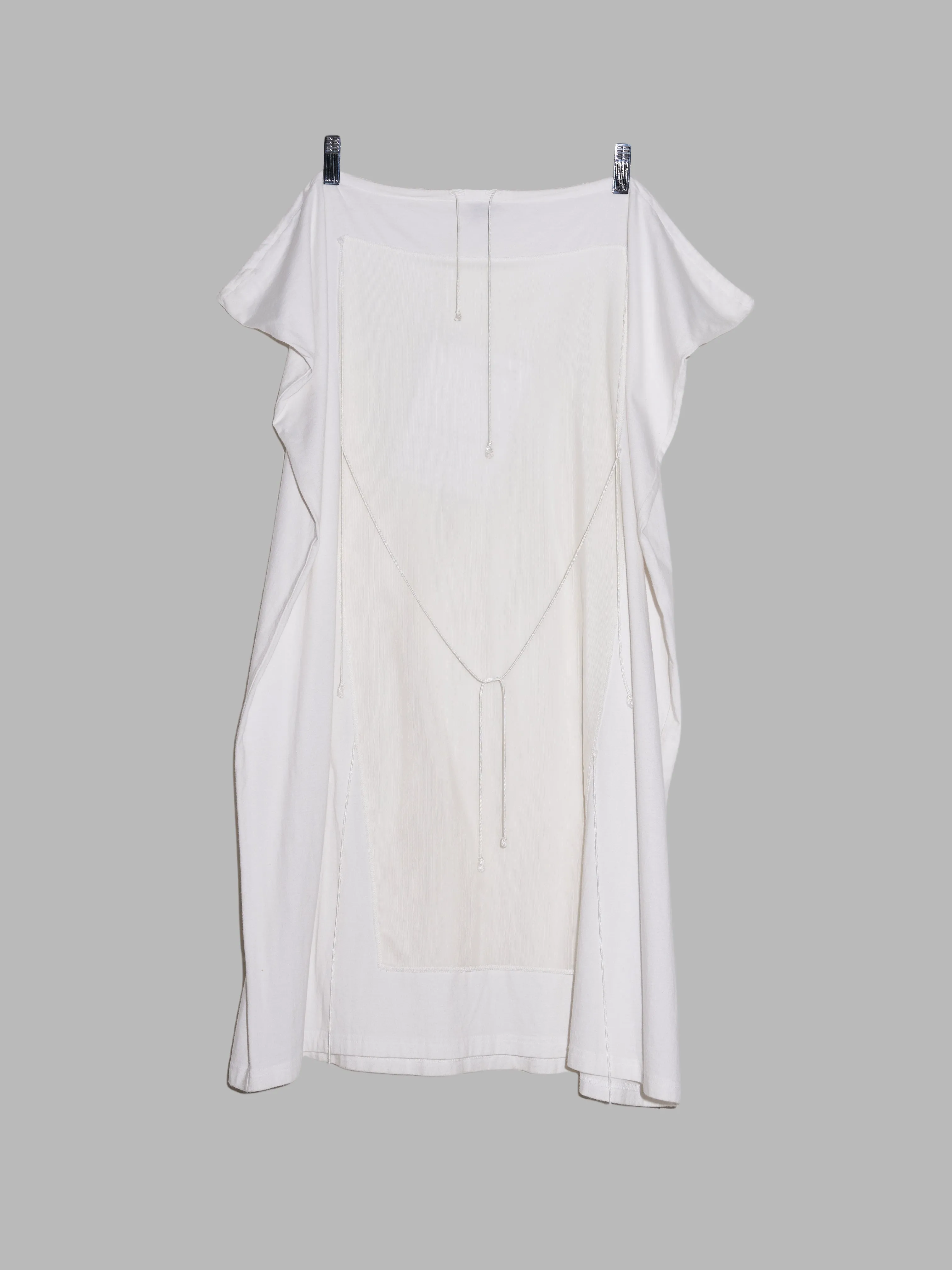 Jean Paul Gaultier Femme white cotton jersey drawstring waist rectangle skirt