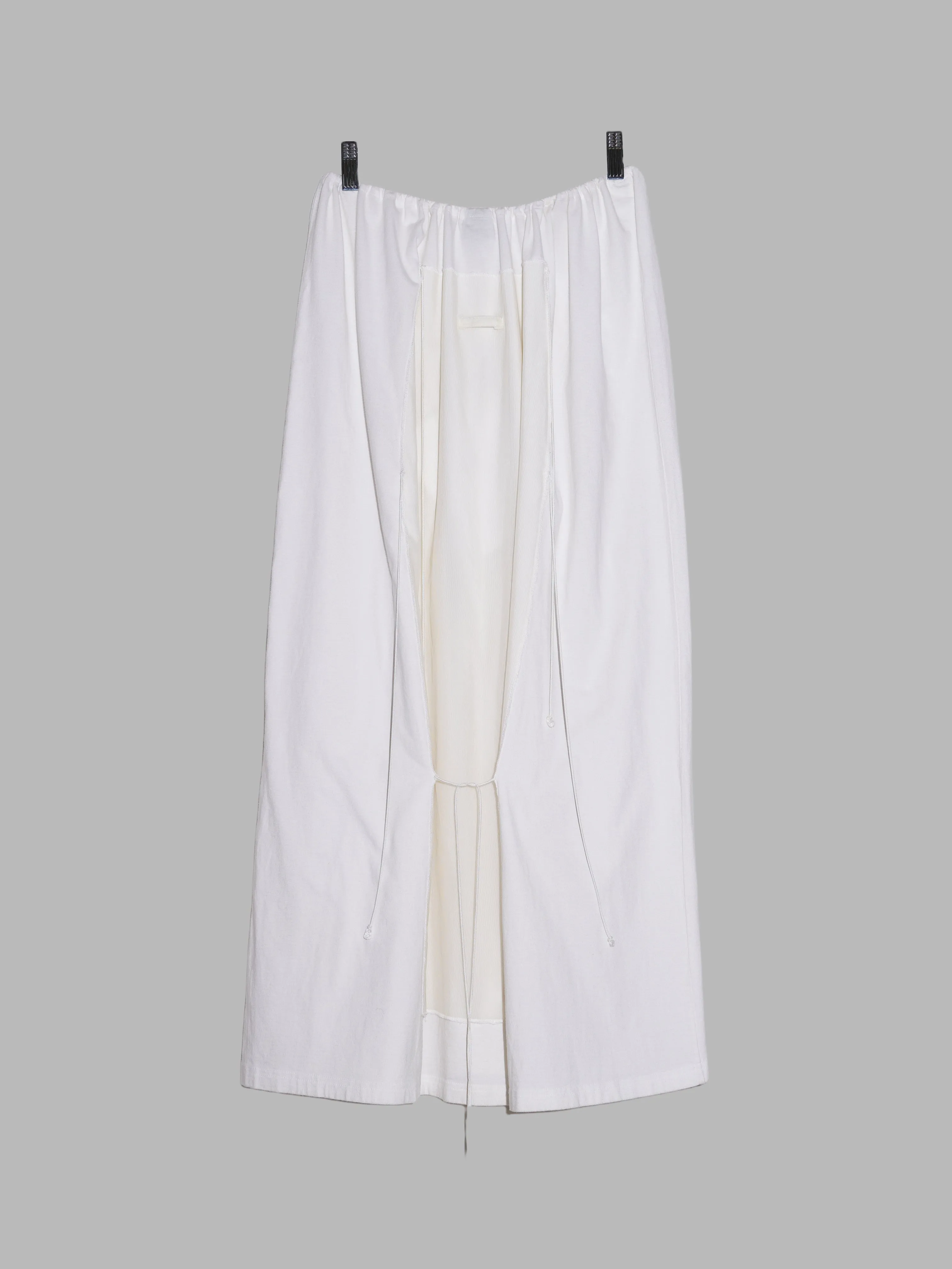 Jean Paul Gaultier Femme white cotton jersey drawstring waist rectangle skirt