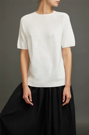 Karimo Round Knit Top In White