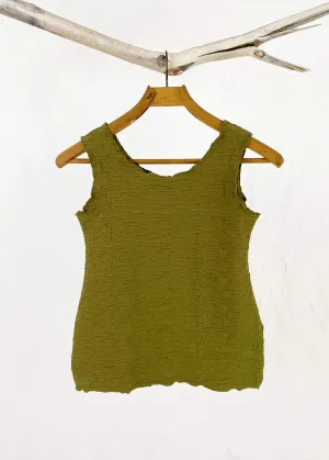 Martini Olive Crinkle Textured Charming Tank Top