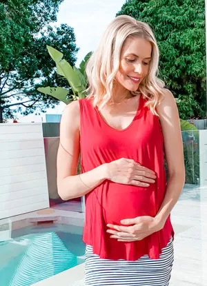 Maternity Swing Tank with Nursing Opening in Red