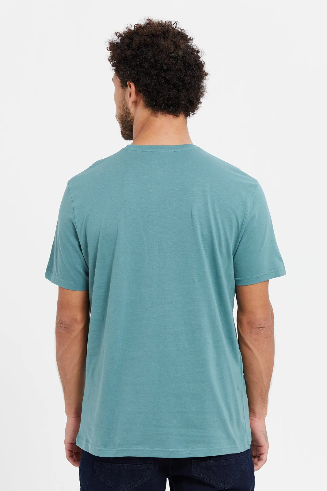 Men Green Plain Short Sleeve T-Shirt