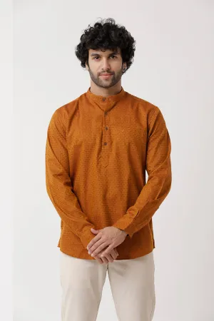 Moksha - Brown Short Kurta for Men | Uathayam