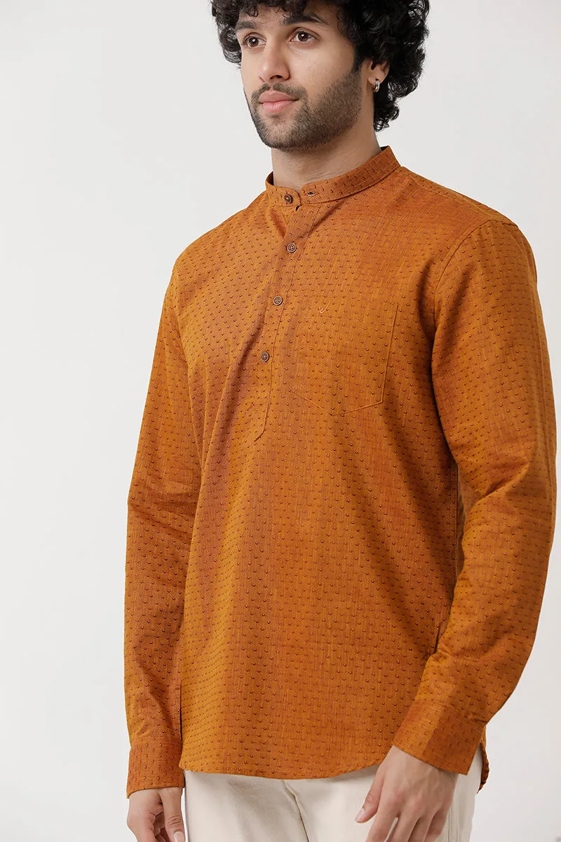 Moksha - Brown Short Kurta for Men | Uathayam