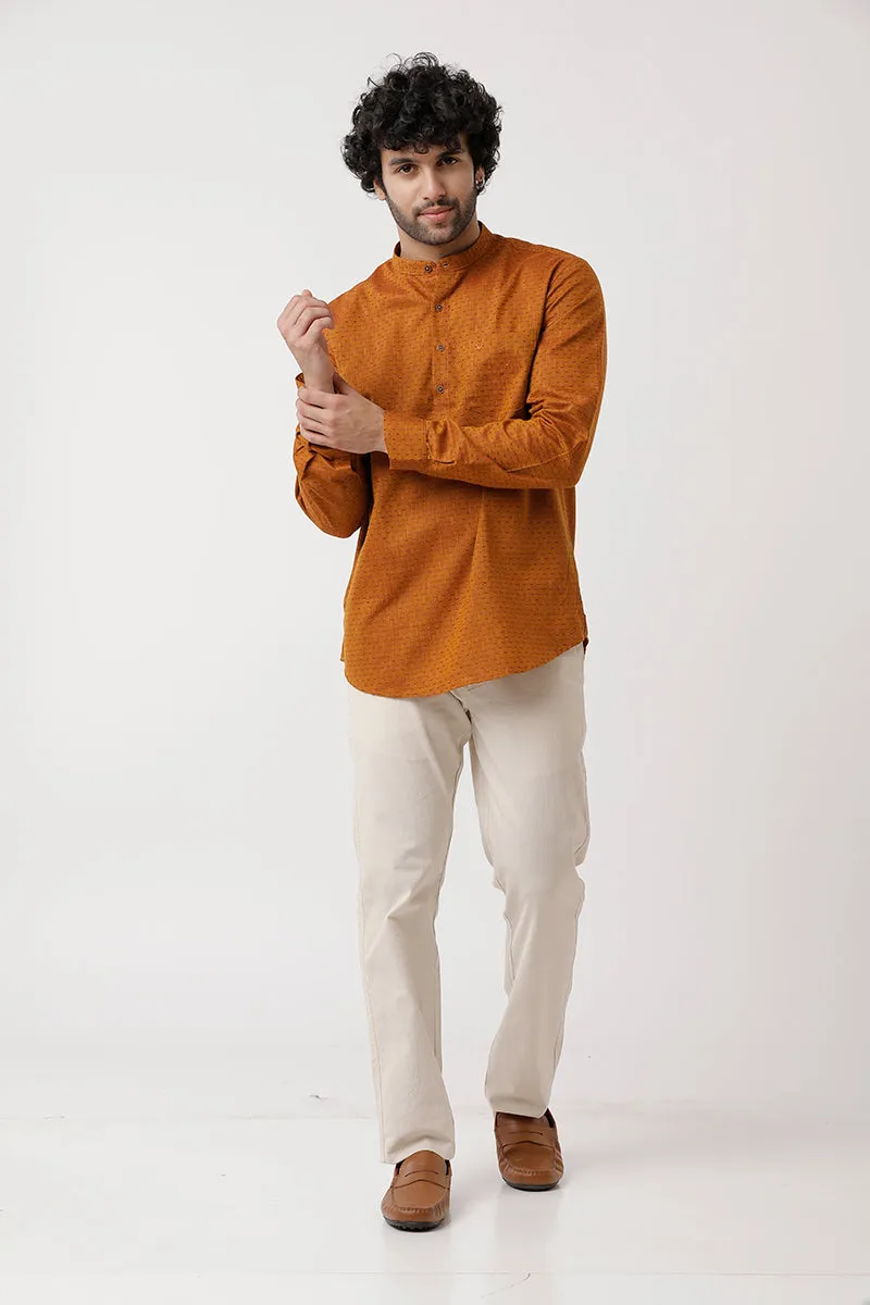 Moksha - Brown Short Kurta for Men | Uathayam