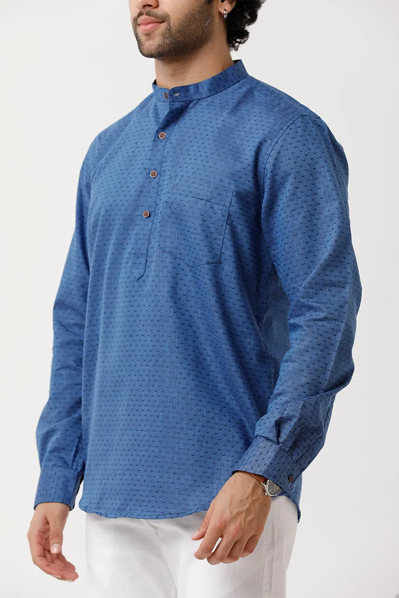 Moksha - Dark Blue Short Kurta for Men | Uathayam