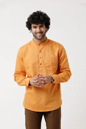 Moksha - Yellow Short Kurta for Men | Uathayam