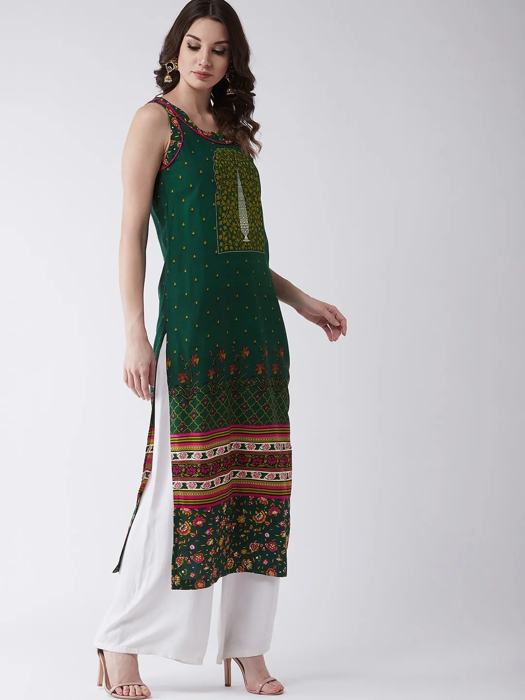 Mughal Printed Sleeveless Kurta