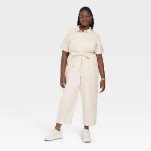 New - Women's Short Sleeve Button-Front Boilersuit - Universal Thread